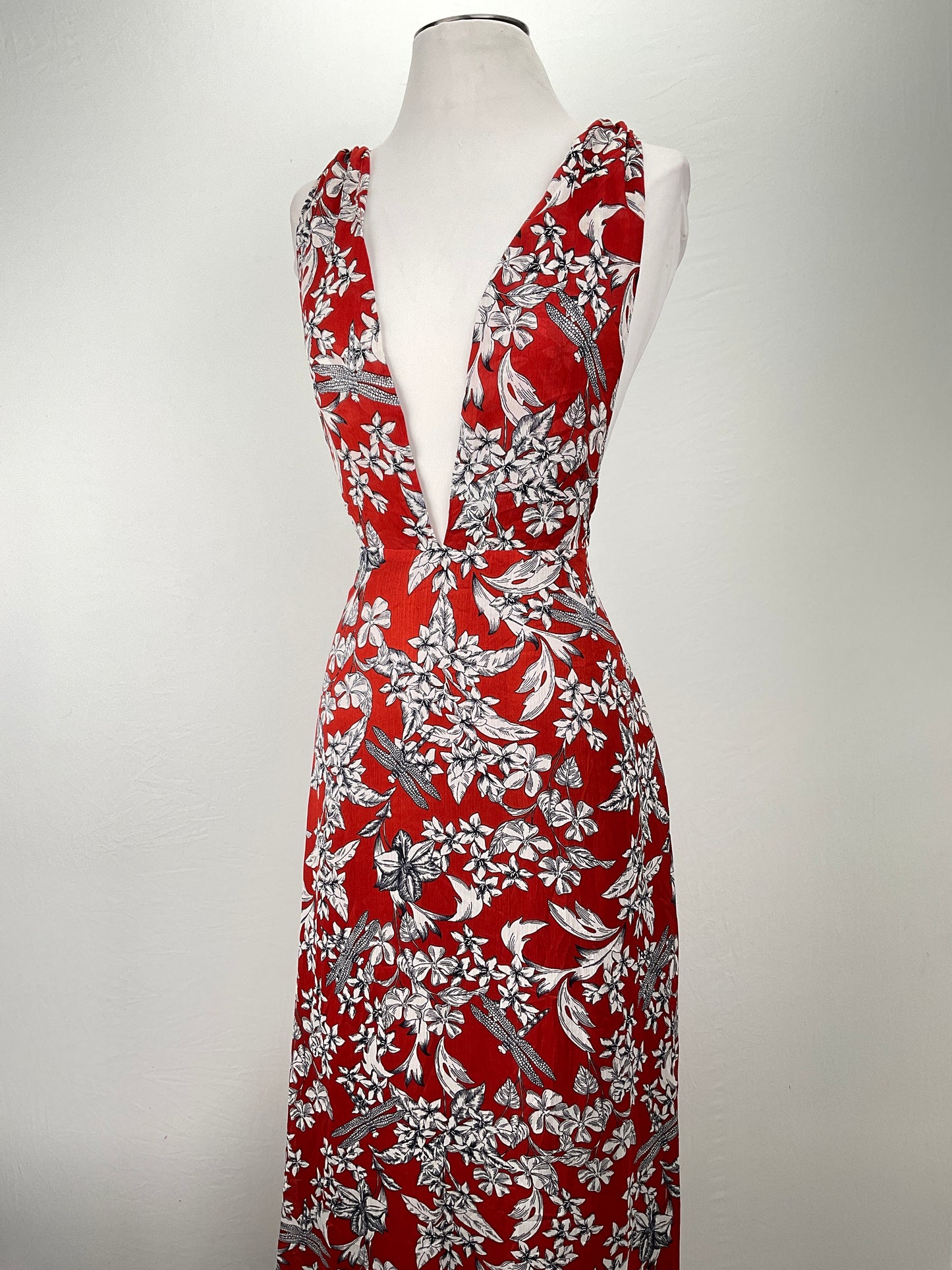 Vestido Rojo vino Floral Lulus