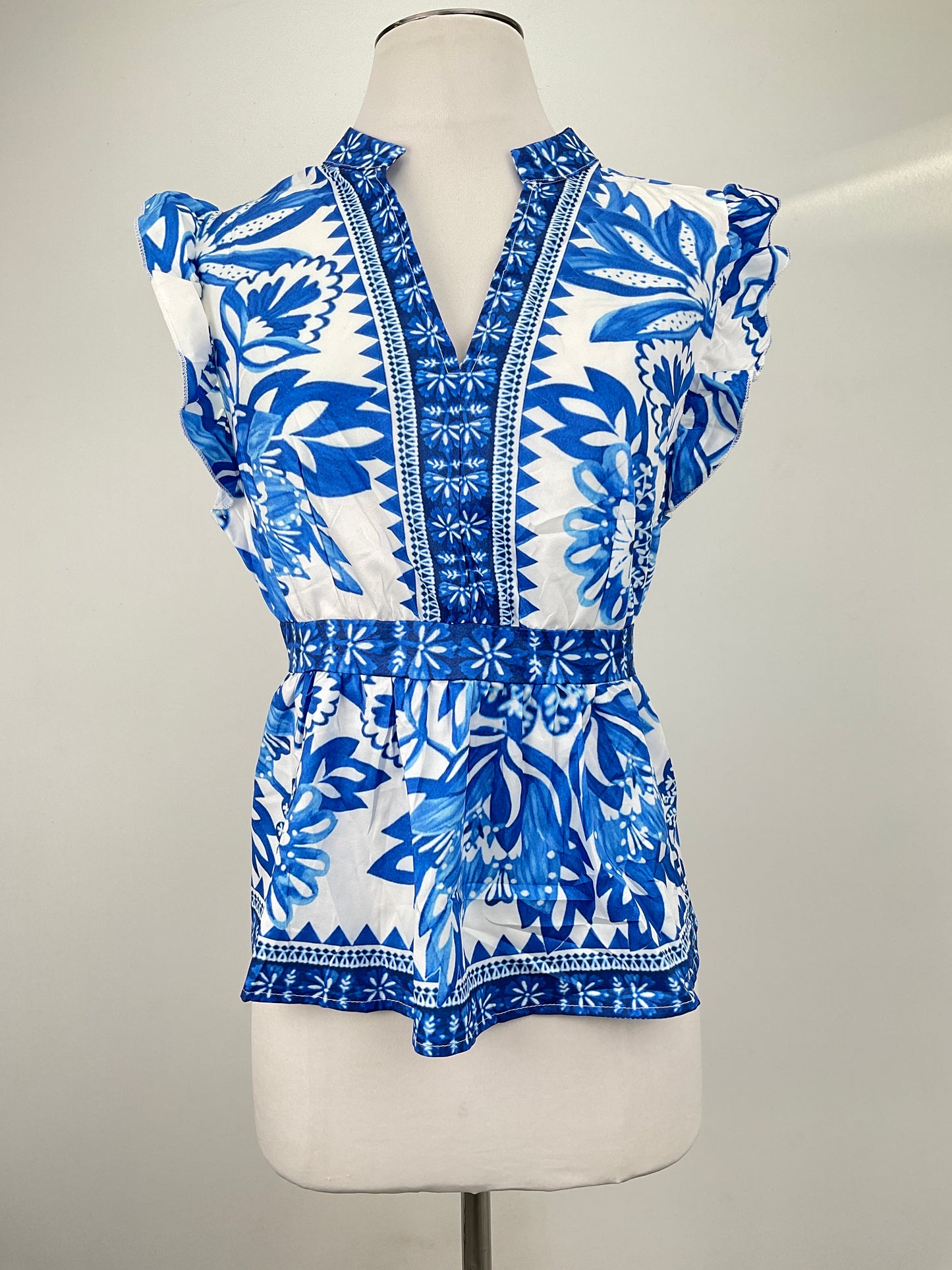 Blusa Azul Floral Shein