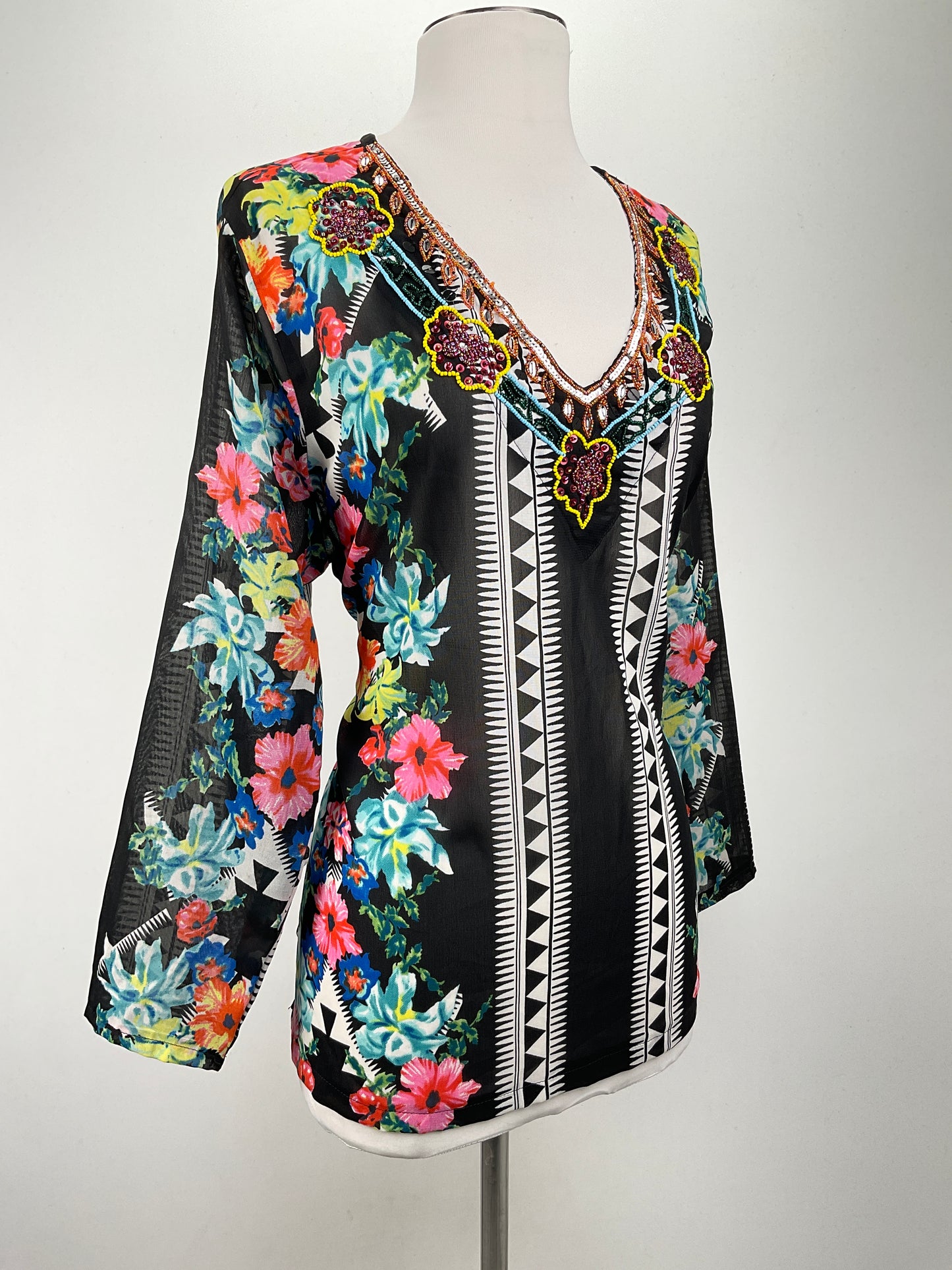 Blusa Negro Floral Grace Elements