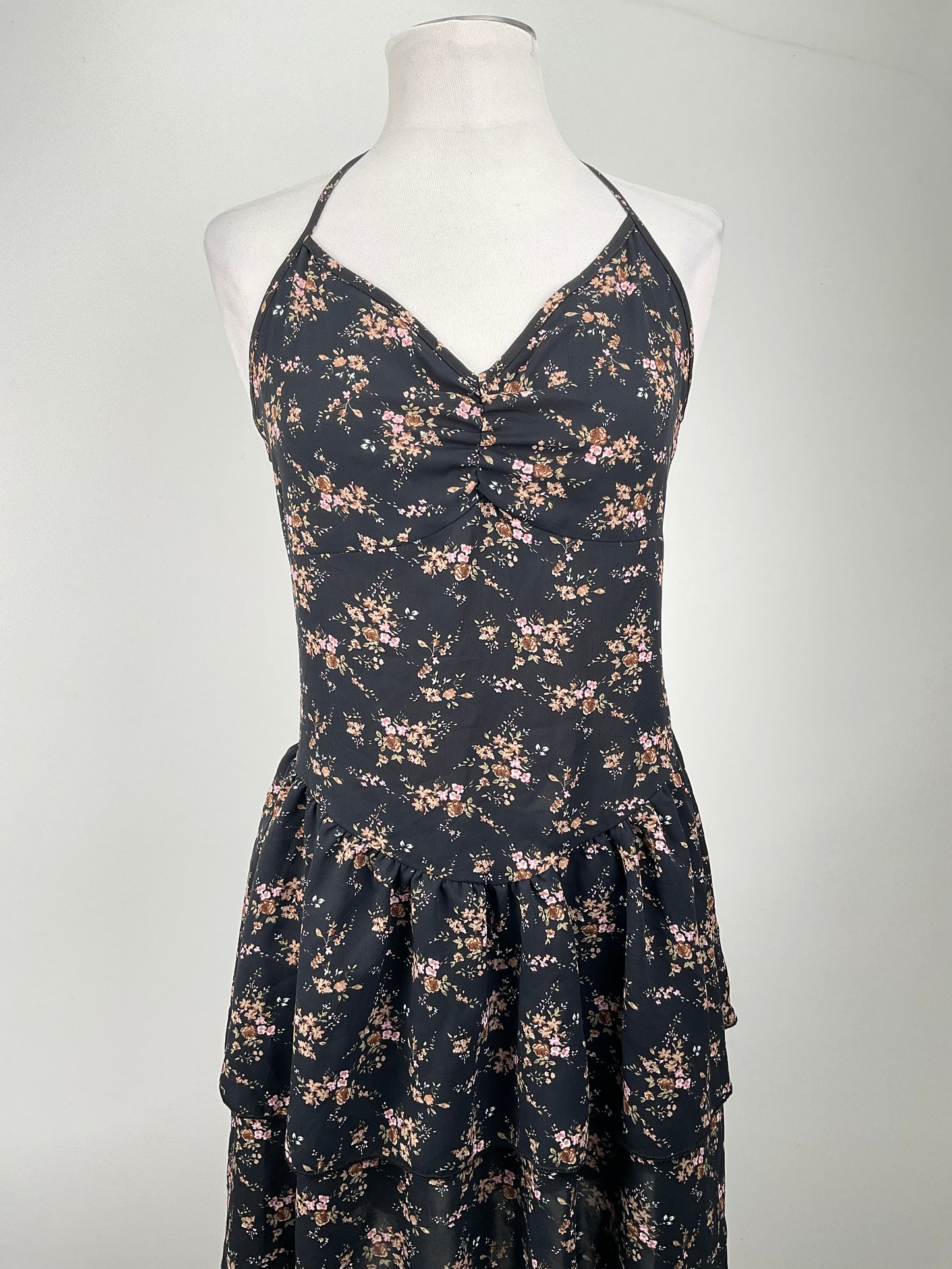 Vestido Negro Floral Romwe