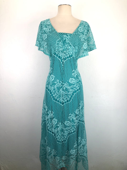 Vestido Verde de Flores Reba