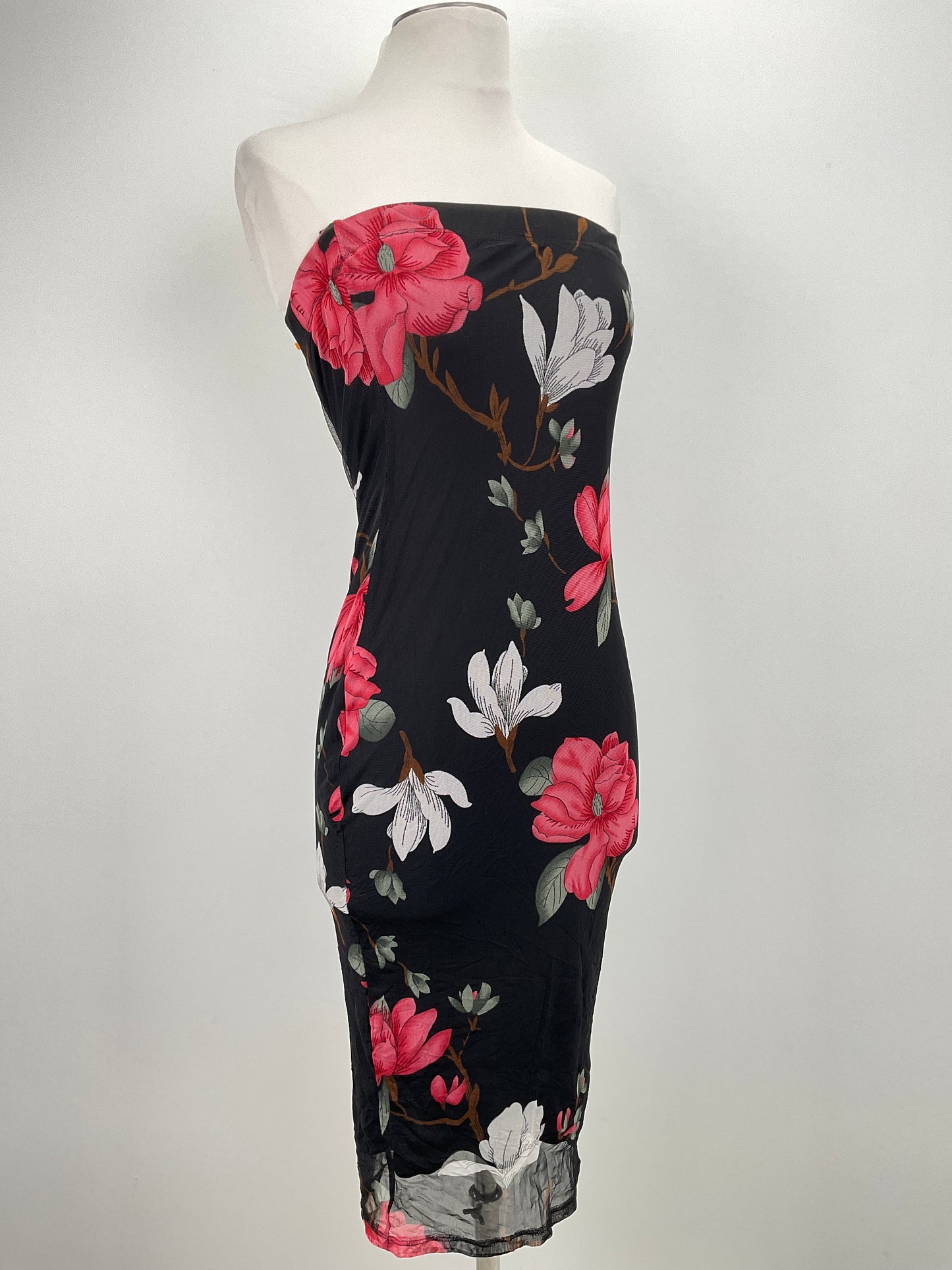 Vestido Negro Floral Shein