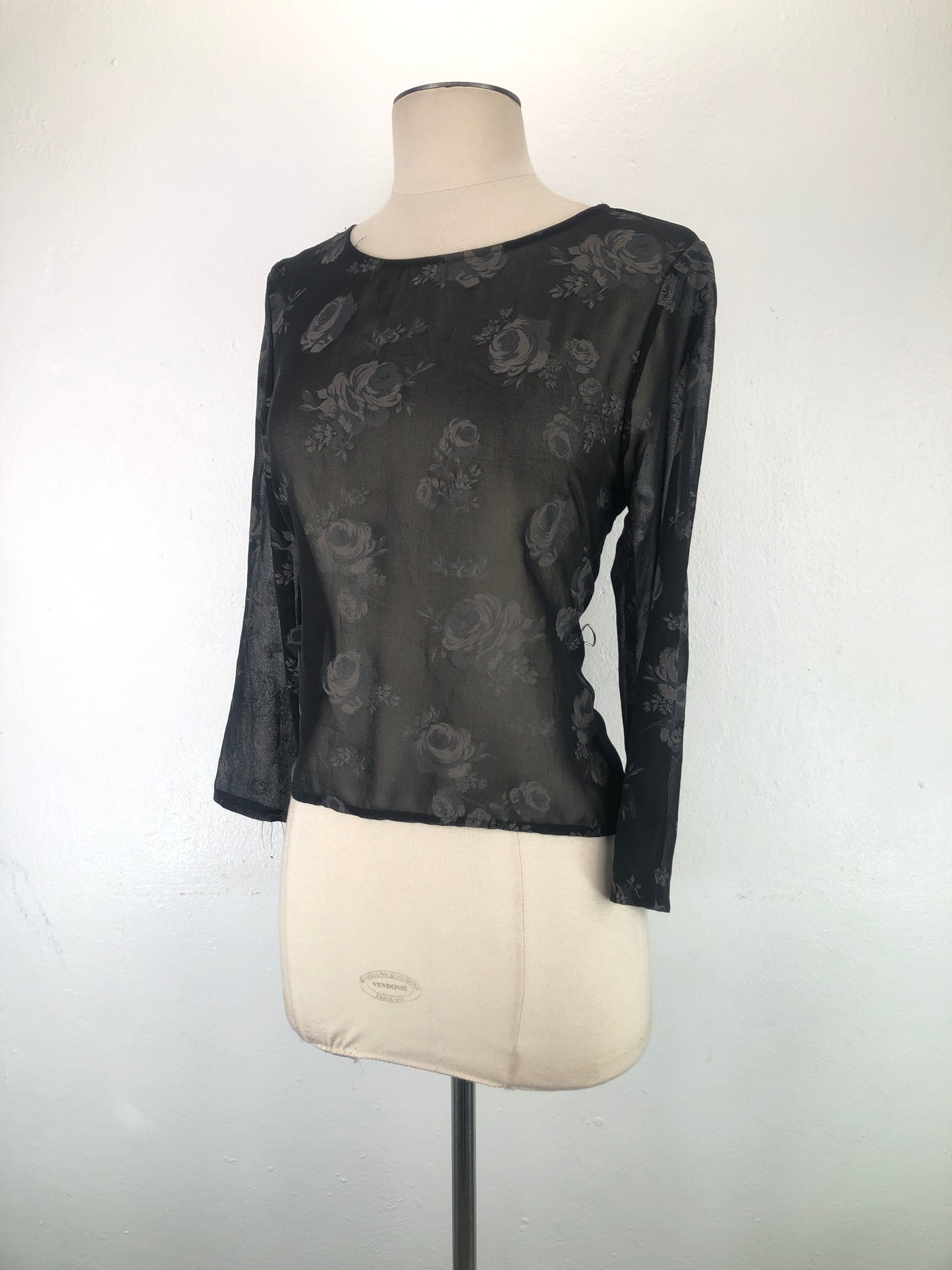 Blusa Negro de Flores Zara Basic