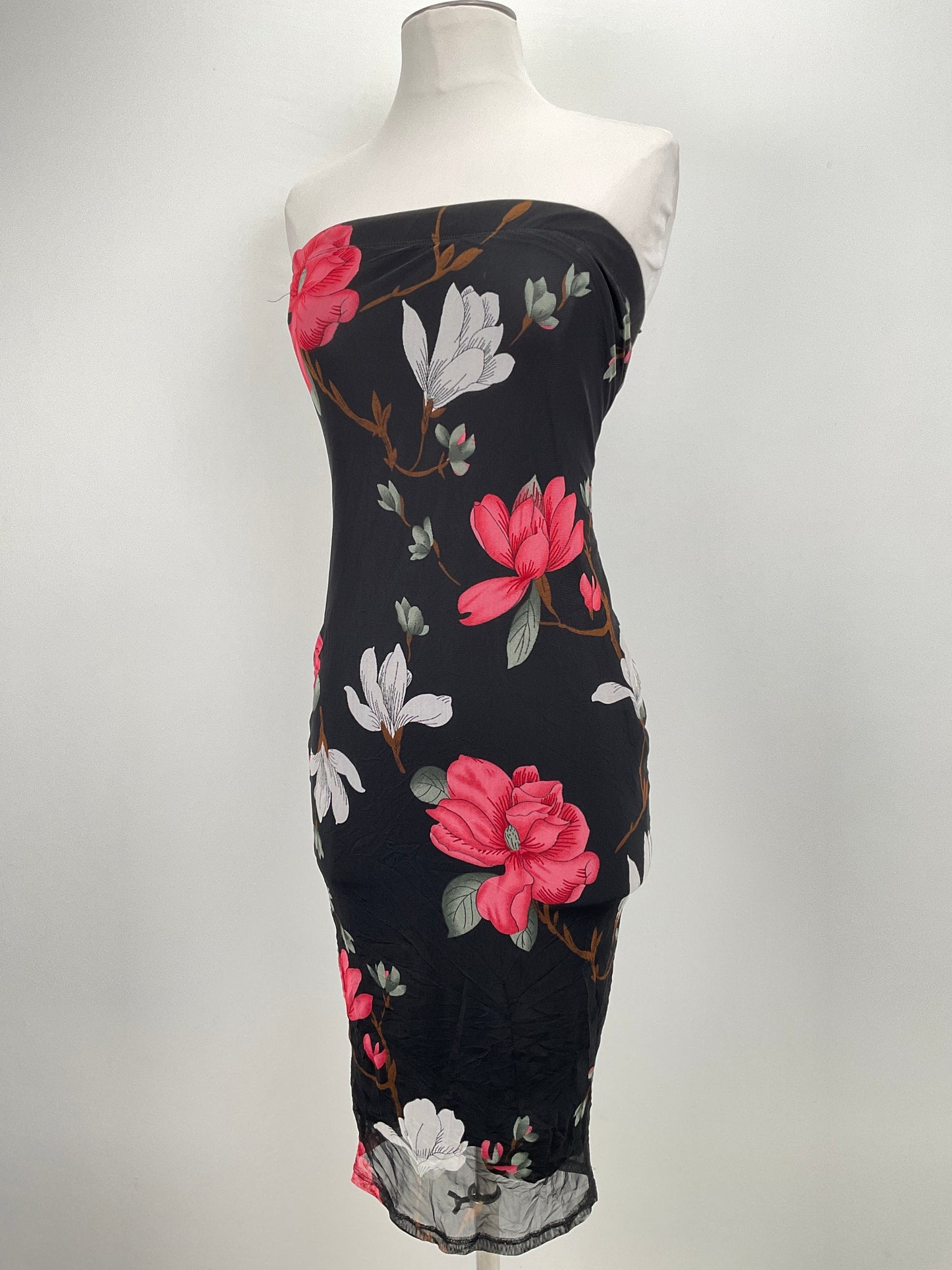 Vestido Negro Floral Shein