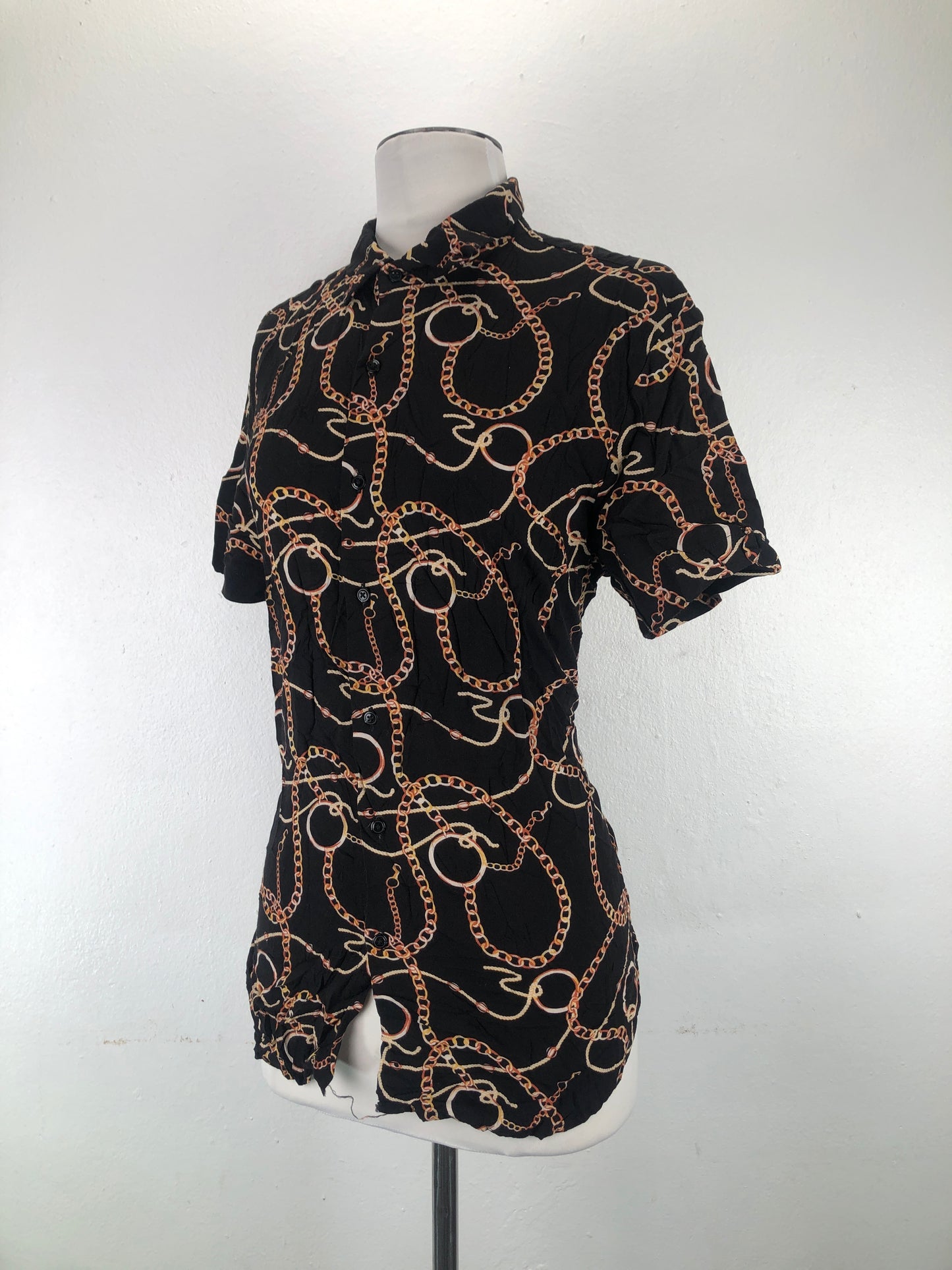 Camisa Negro Denim Flower