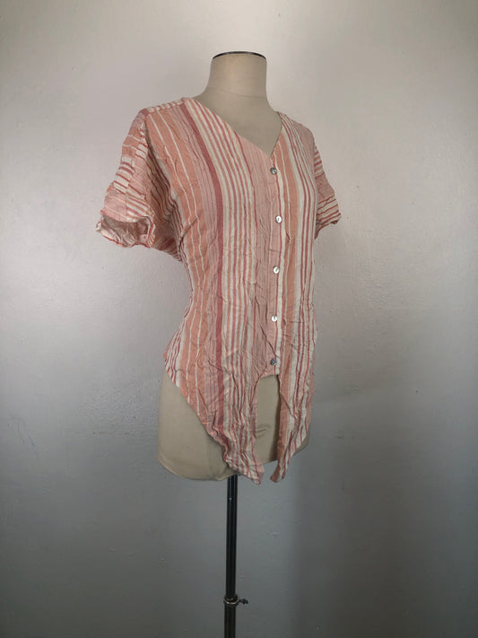 Blusa Rosado de Rayas Como Vintage