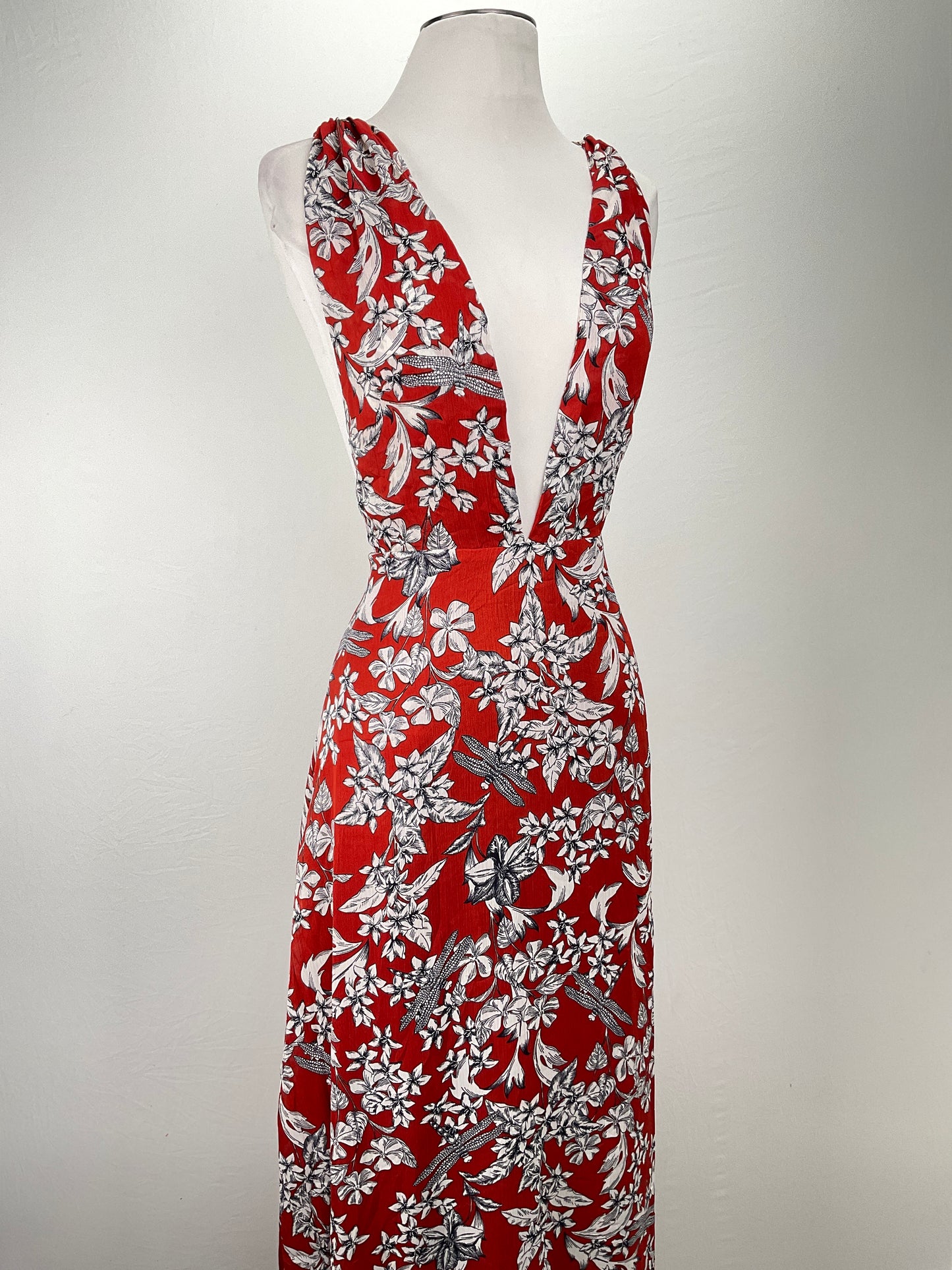 Vestido Rojo vino Floral Lulus
