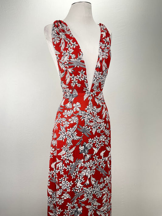 Vestido Rojo vino Floral Lulus