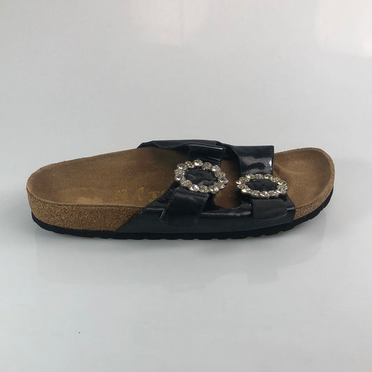 Sandalias Negro De Brillo Tatami