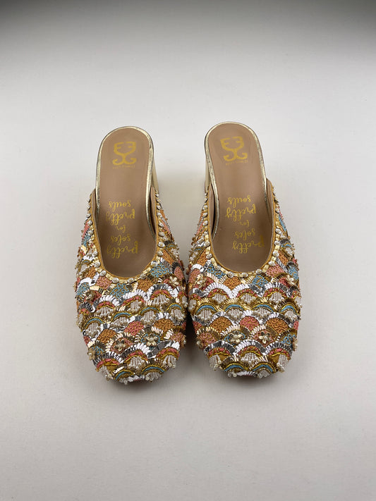 Zapatilla Dorado Brillo de Tacón Fizzy Goblet