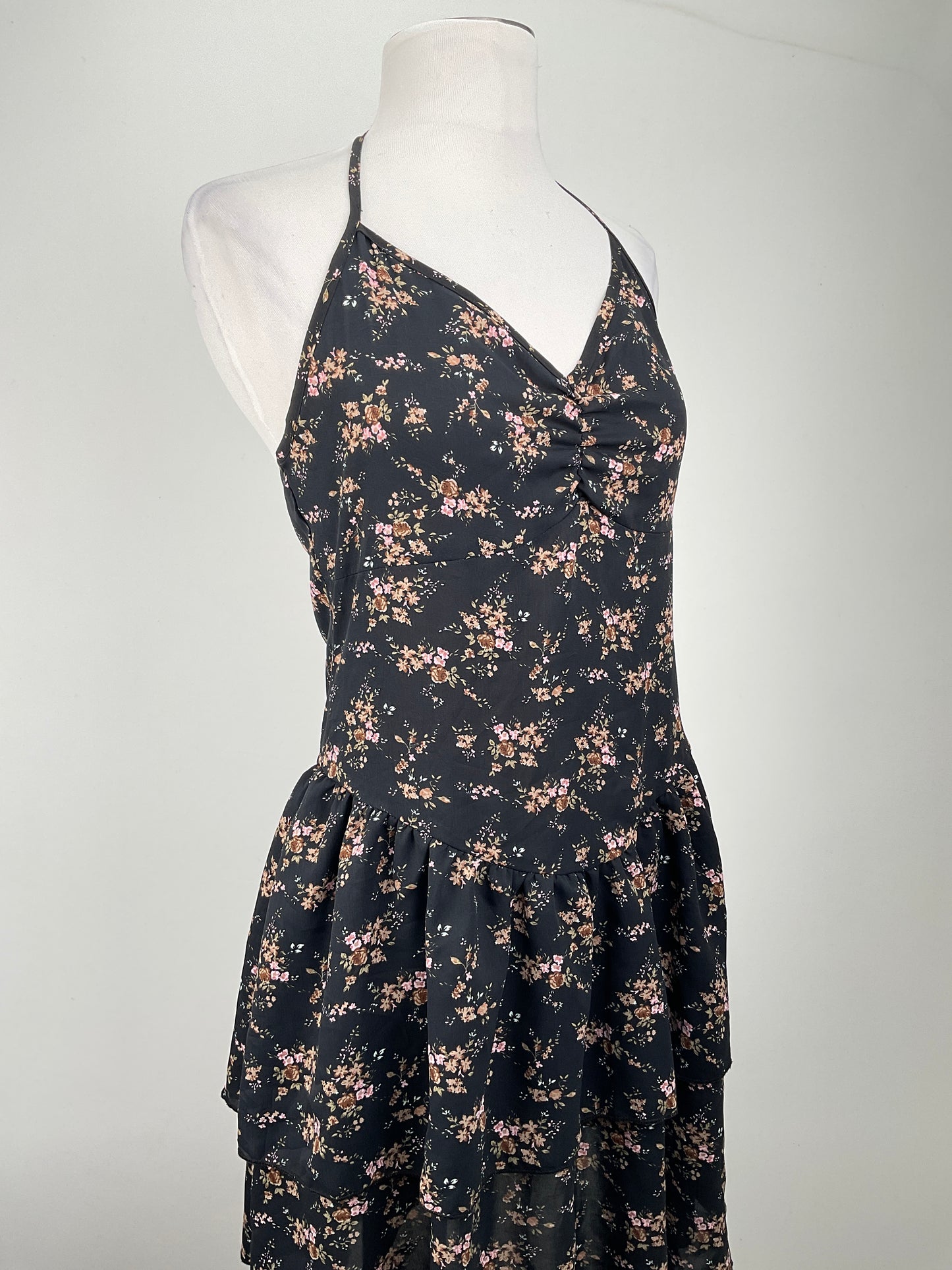 Vestido Negro Floral Romwe
