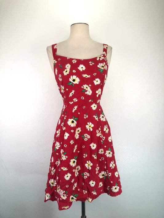 Vestido Rojo De Flores So