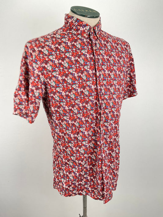 Camisa Rojo vino Floral Zara