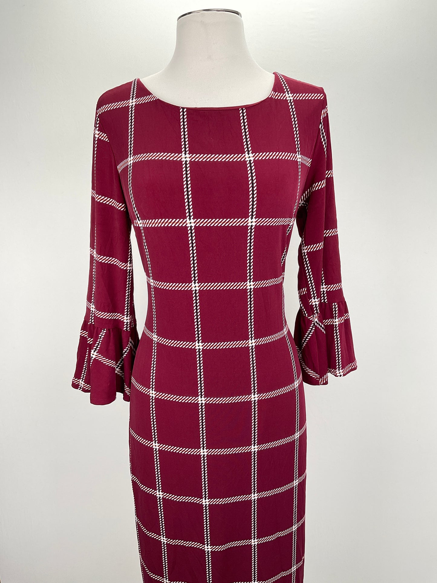 Vestido Rojo vino de Cuadro Liz Claiborne