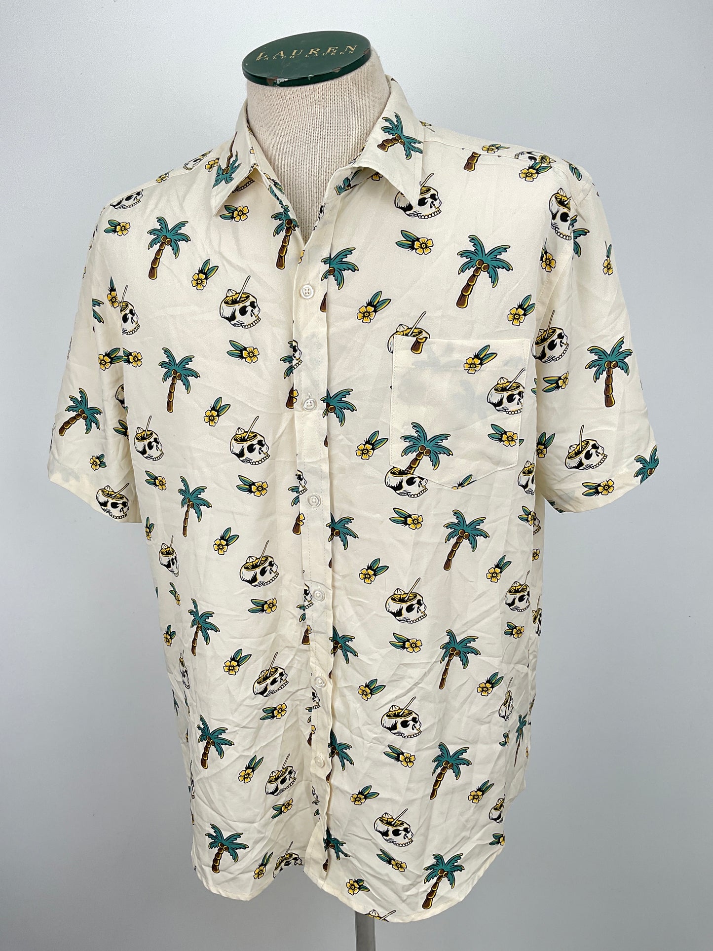 Camisa Crema Floral Stretch