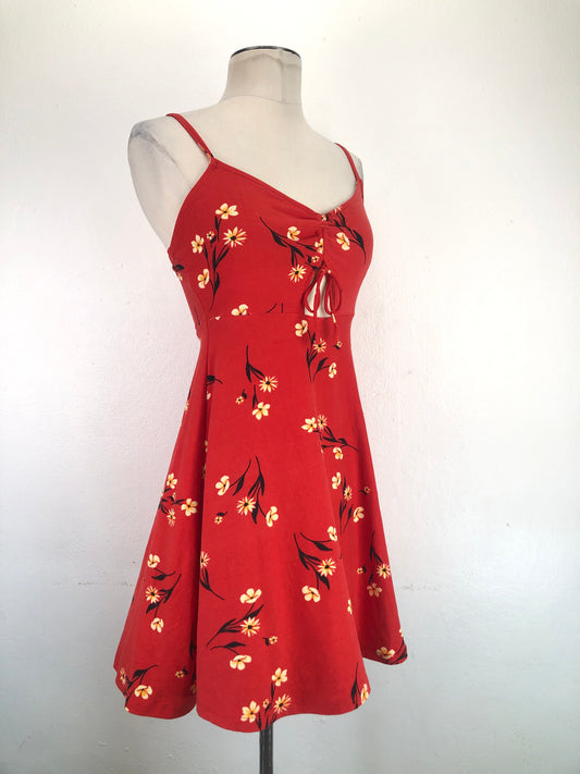 Vestido Rojo Floral Socialite