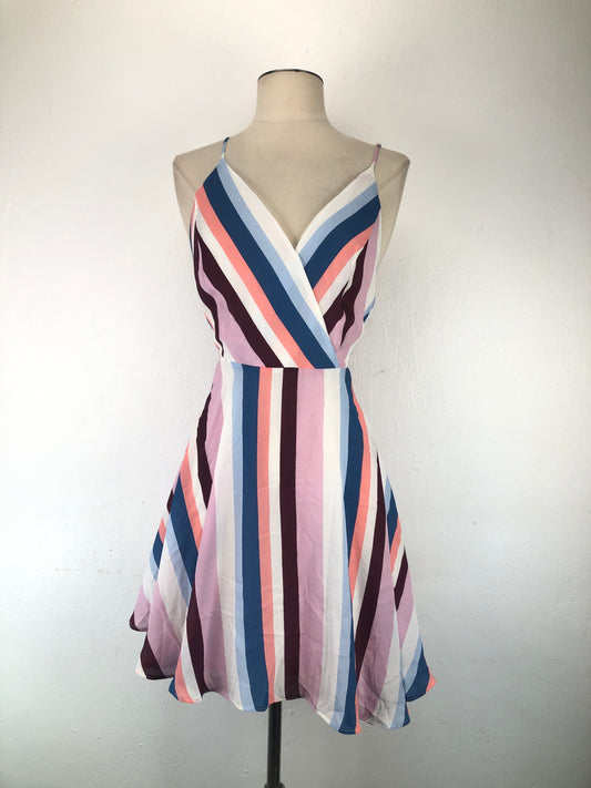 Vestido Multicolor de Rayas Fashion Nova