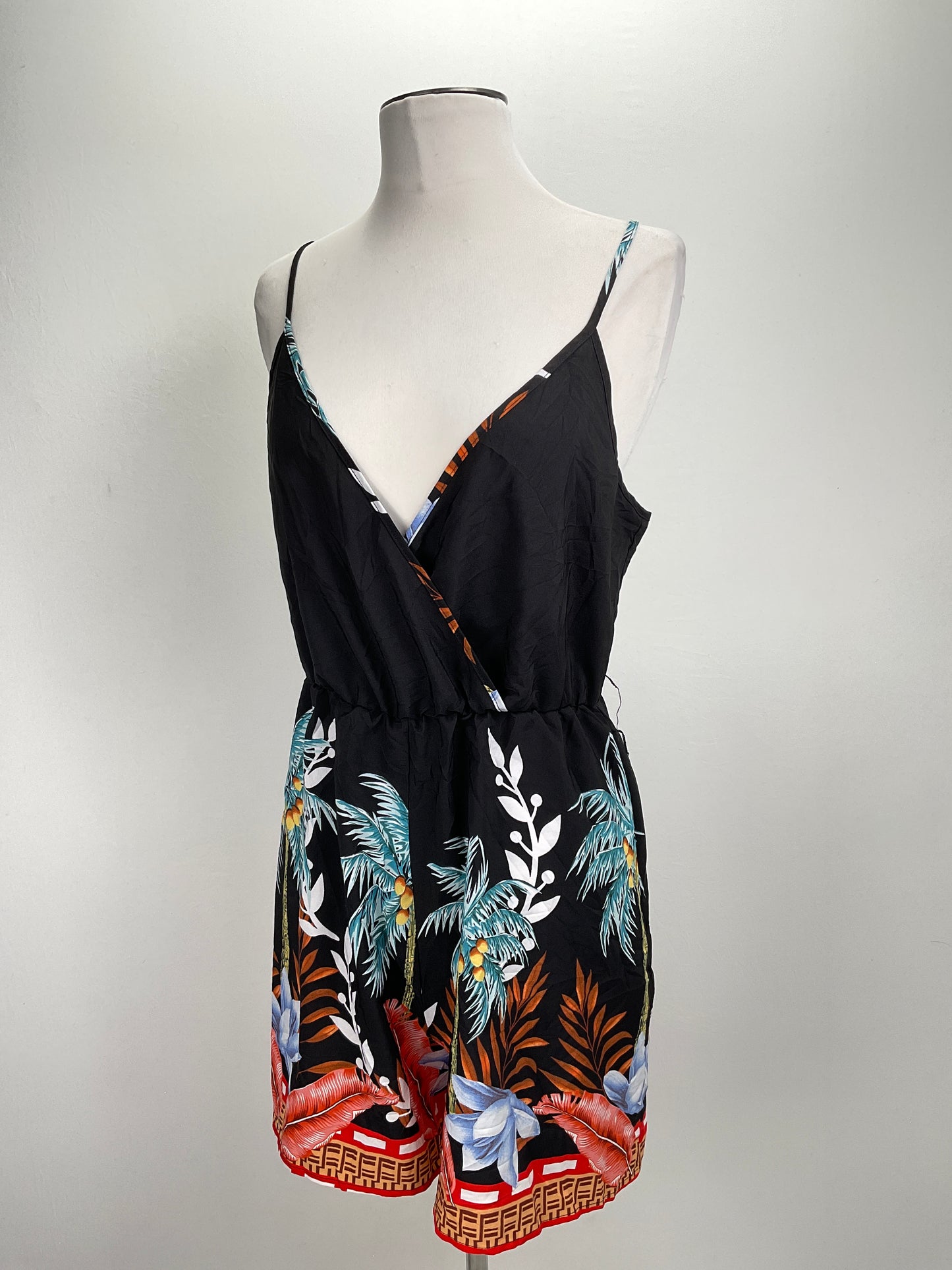 Enterizo Negro Floral Shein