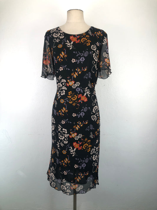Vestido Negro De Flores Matinee