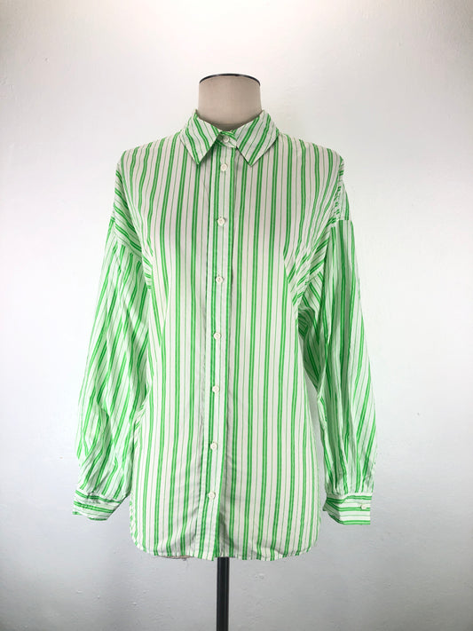 Camisa Verde Rayas Stradivarius