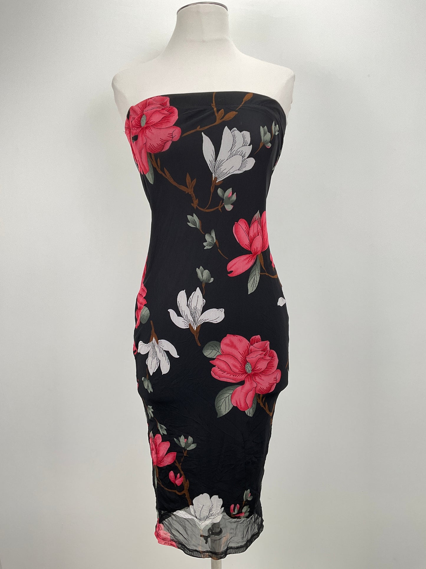 Vestido Negro Floral Shein