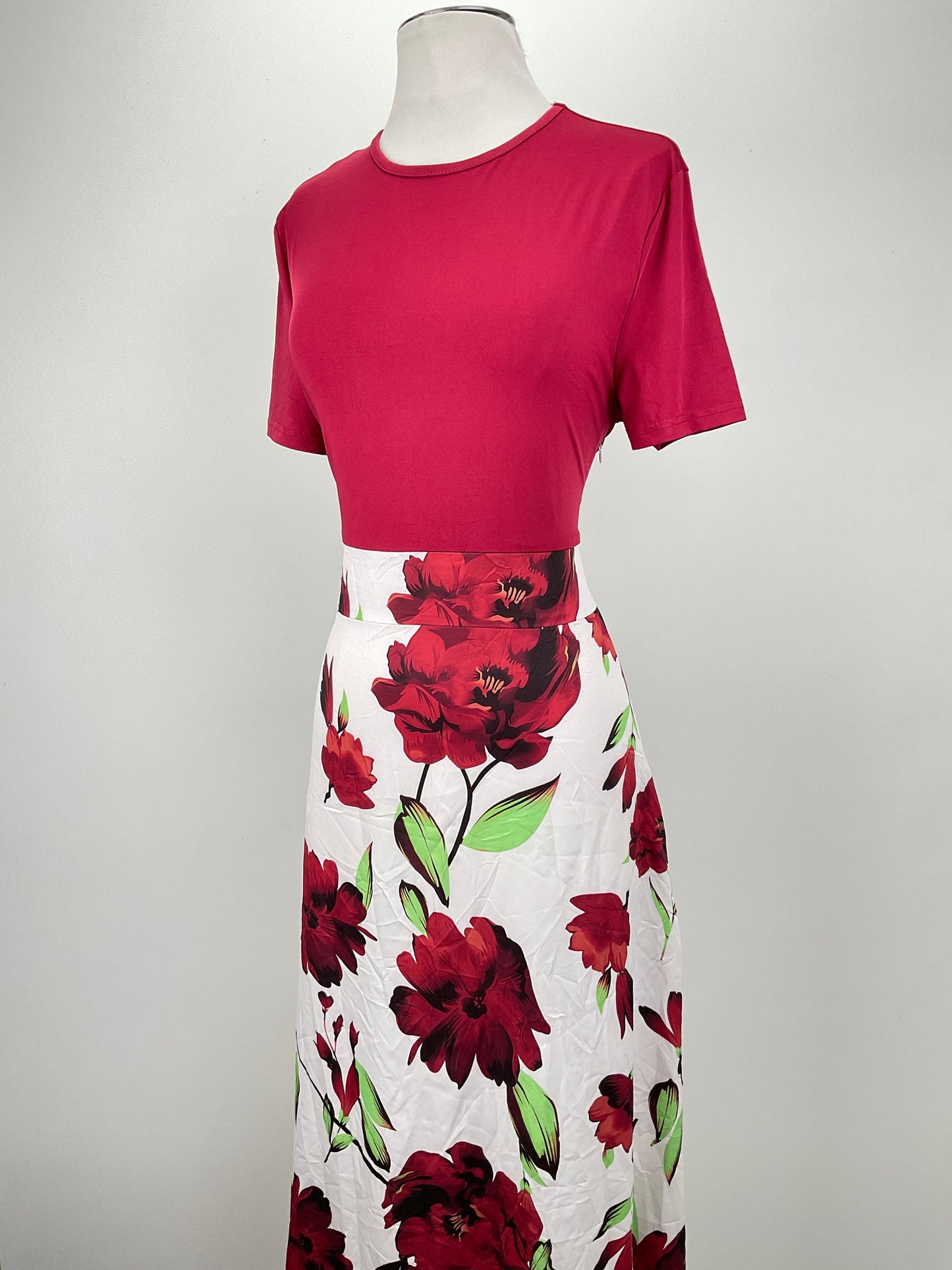 Vestido Rojo vino Floral Variangis