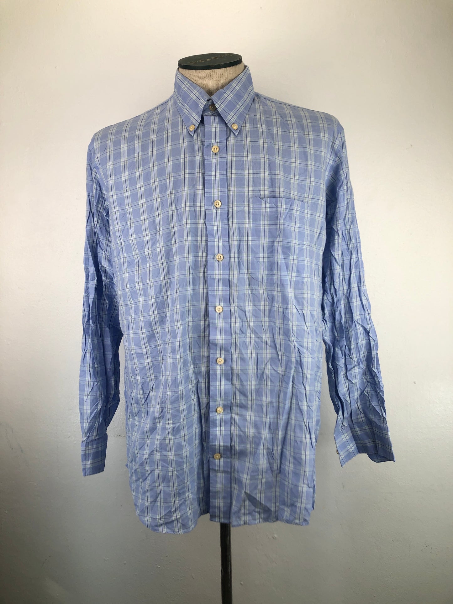 Camisa Azul Claro De Cuadro  Kirkland