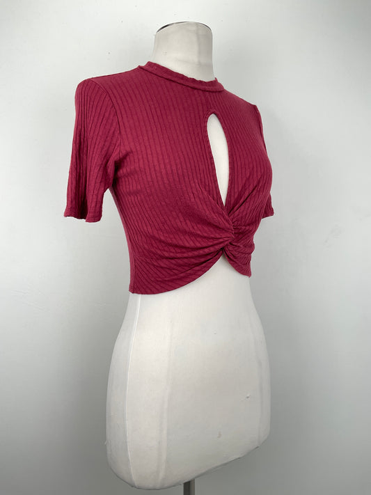 Blusa Rojo vino de Rayas Fashion Nova