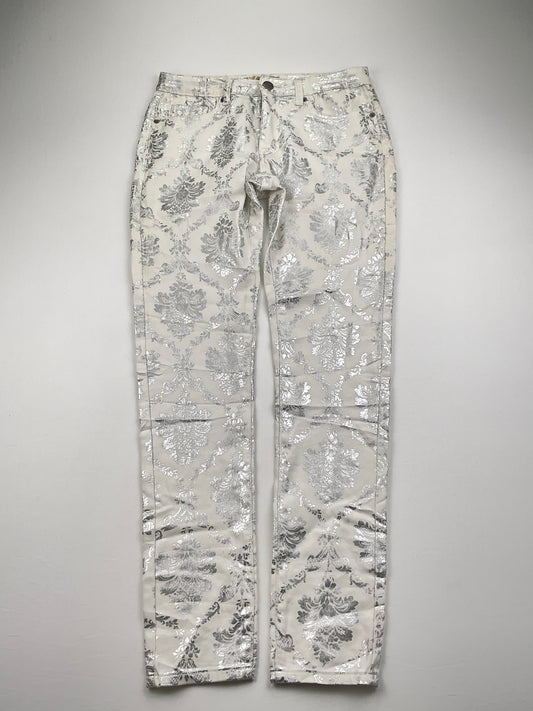 Pantalon Jeans Blanco Floral Hybrid