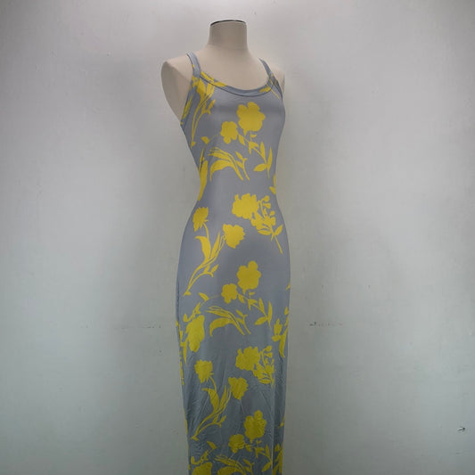 Vestido Gris de Flores Chicme