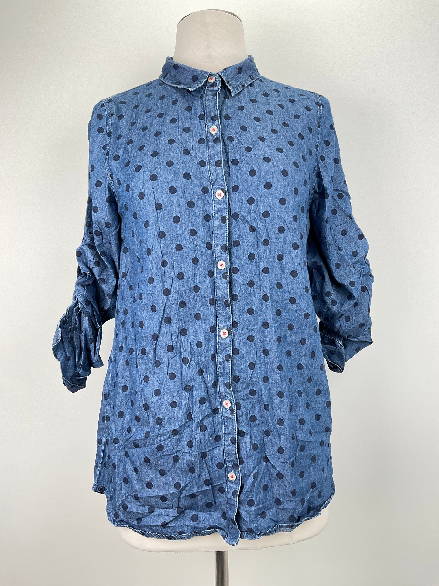 Camisa Azul de Lunares Lands end