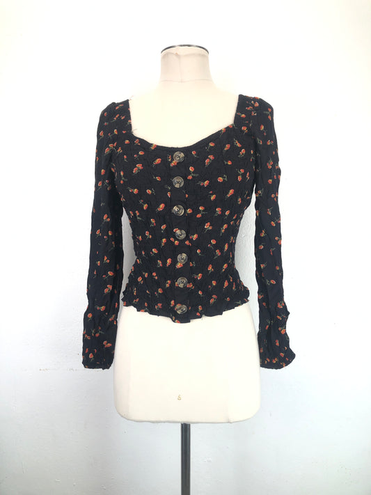 Blusa Negro Floral No Boundaries