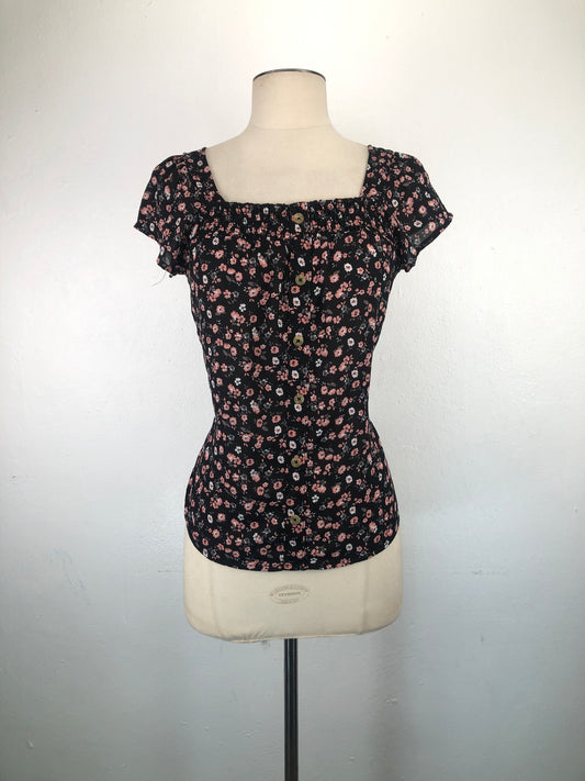 Blusa Negro de Flores No Boundaries