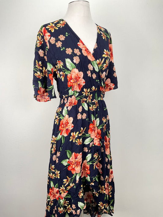 VestidoAzul oscuro  Floral KorMei