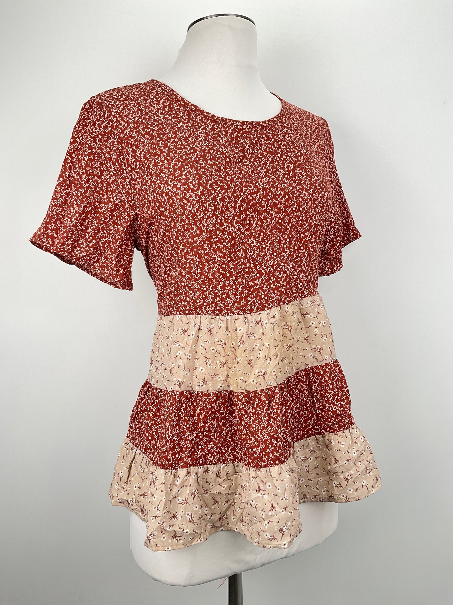 Blusa Marron Floral  Paper Crane