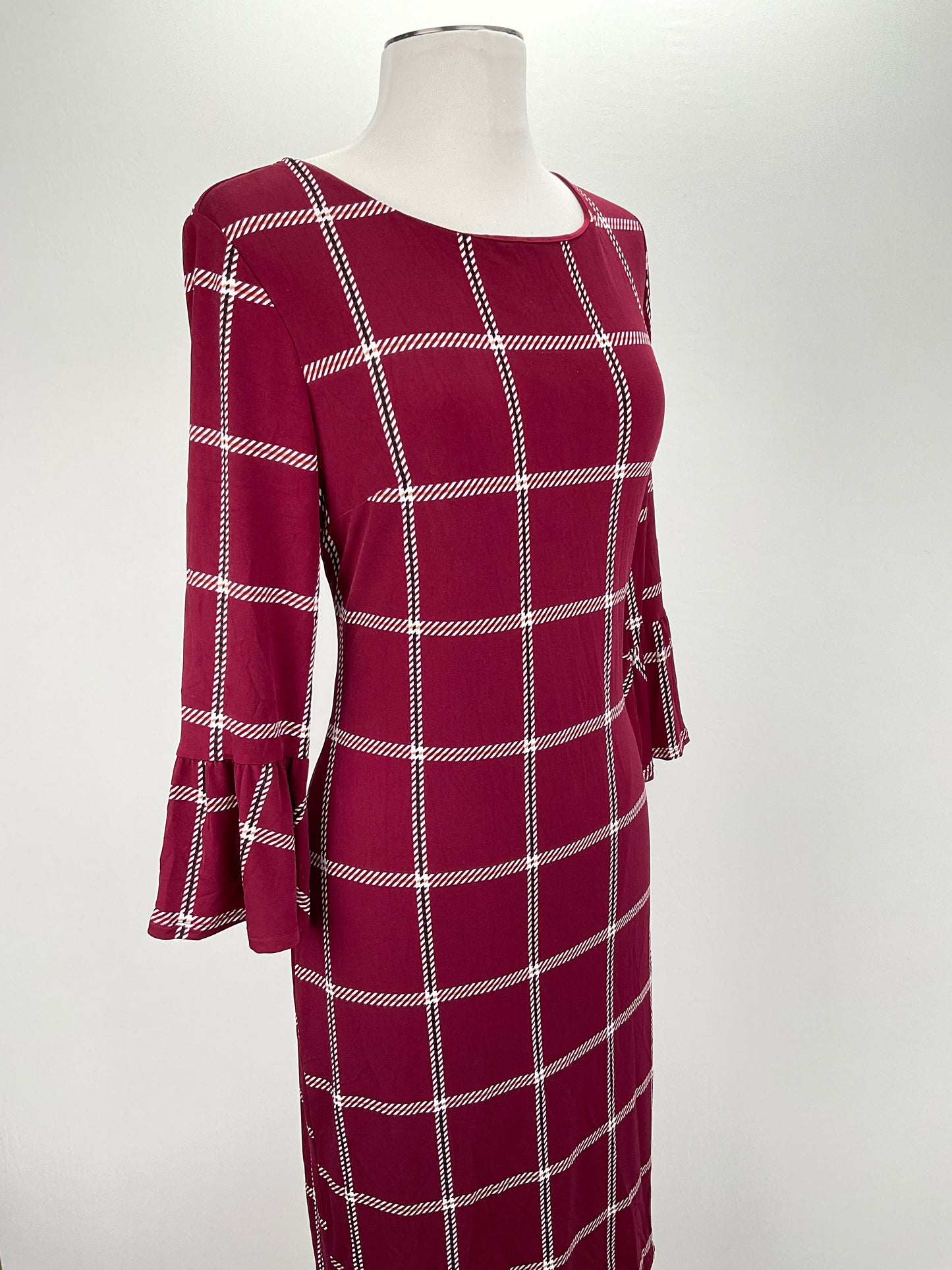 Vestido Rojo vino de Cuadro Liz Claiborne