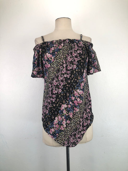 Blusa Negro De Flores Ln