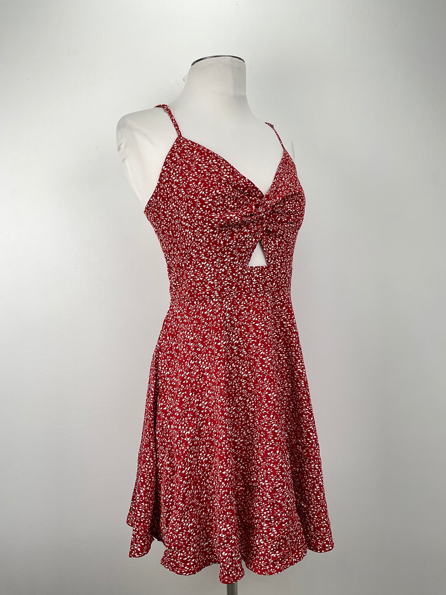 Vestido Rojo vino Floral Shein