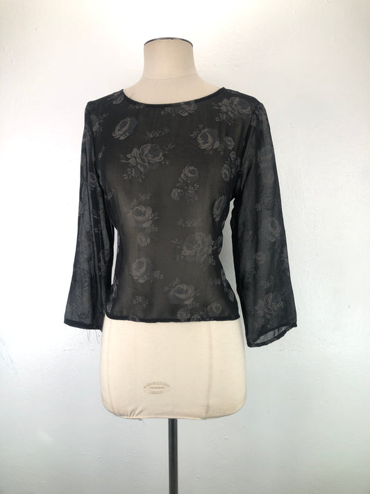 Blusa Negro de Flores Zara Basic
