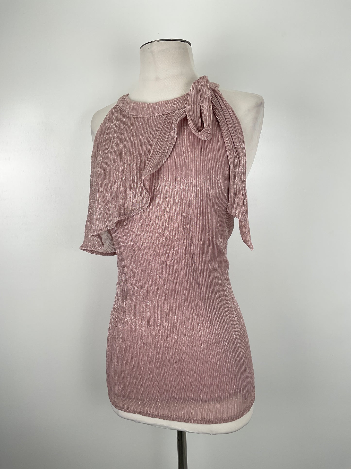 Blusa Nude De Brillo Anne Klein