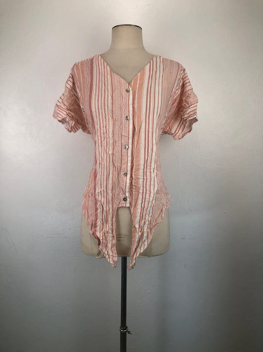 Blusa Rosado de Rayas Como Vintage