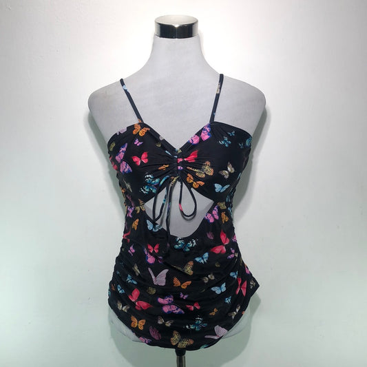 Traje de Baño Negro de Mariposas Shein
