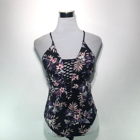 Traje de Baño Negro de Flores Ambrielle