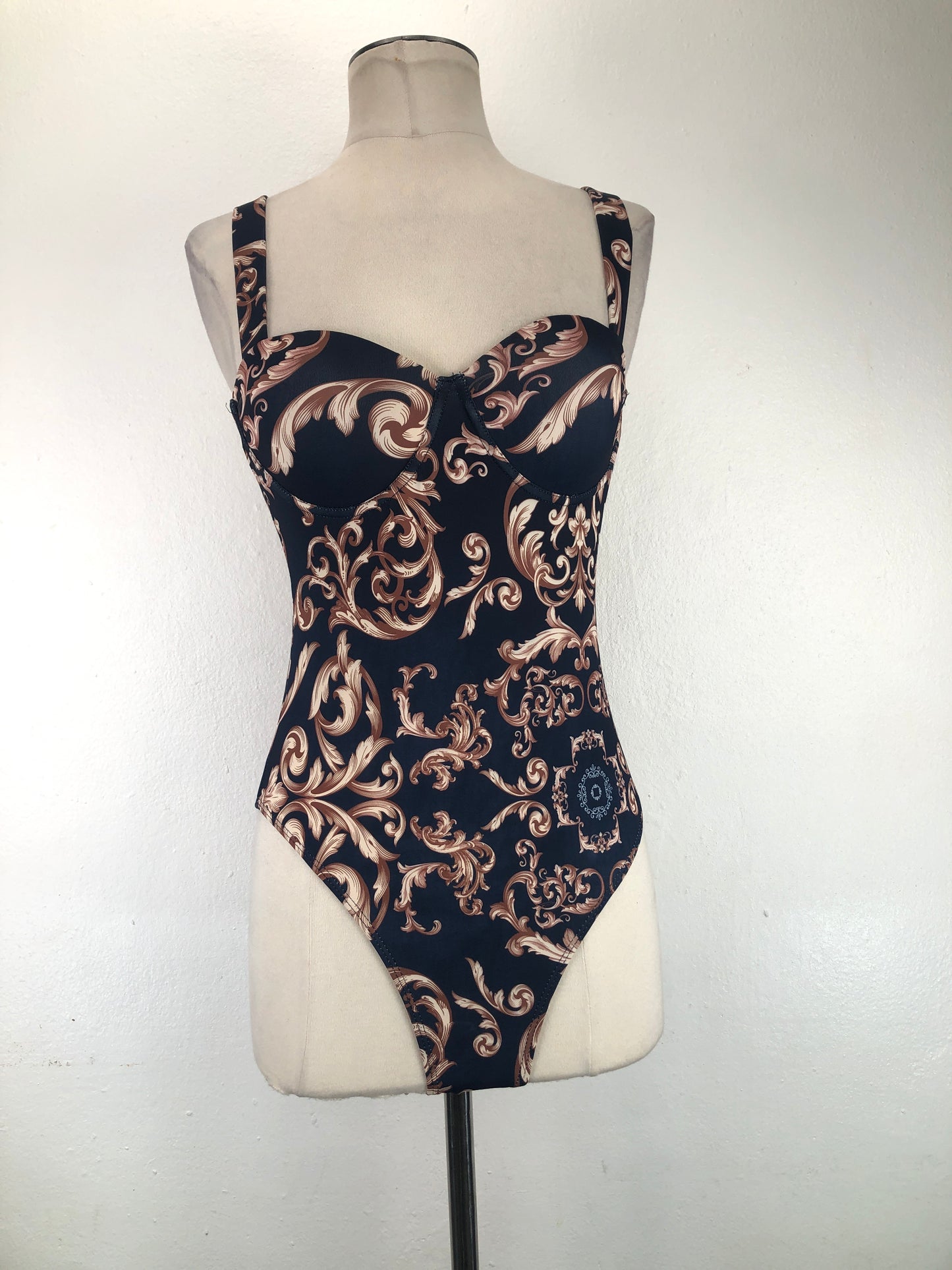 Traje de Baño Azul marino Floral Shein