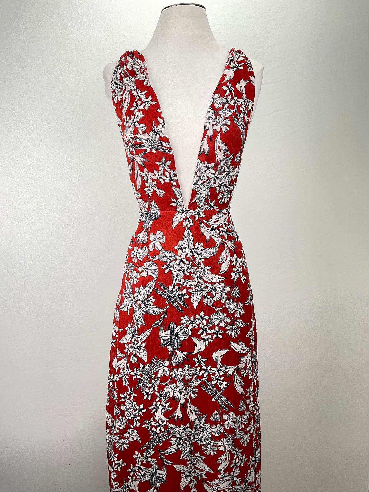 Vestido Rojo vino Floral Lulus