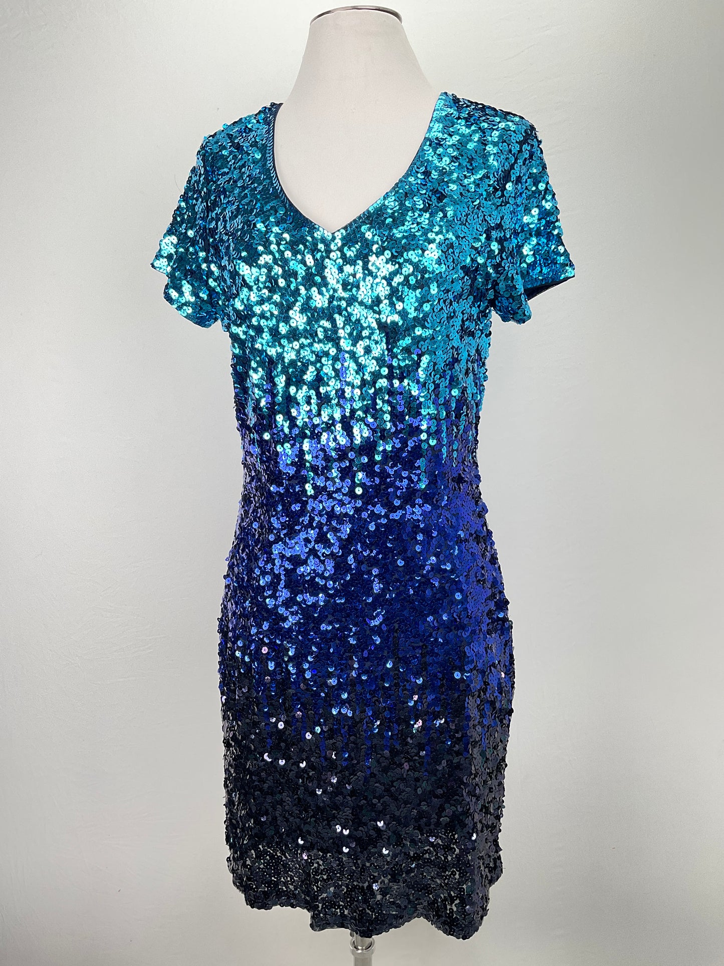 Vestido Azul de Brillo Maner