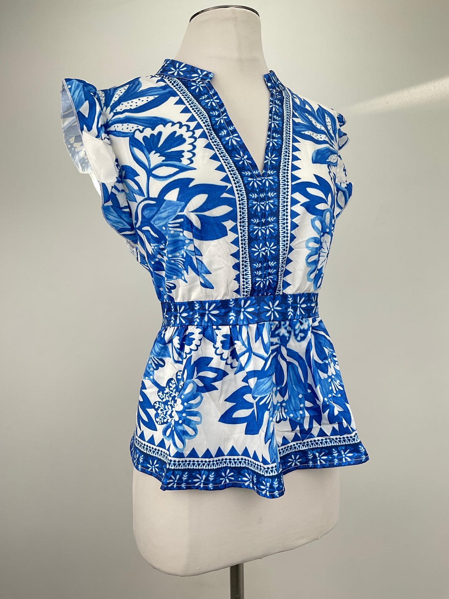 Blusa Azul Floral Shein