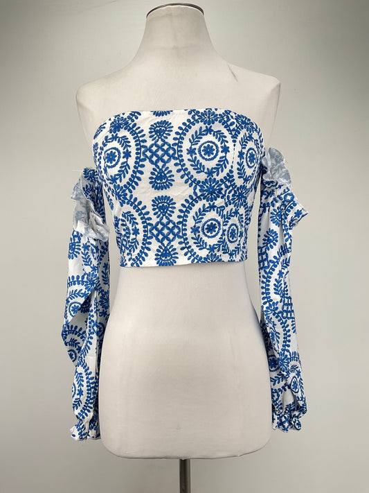 Top Azul Floral Shein