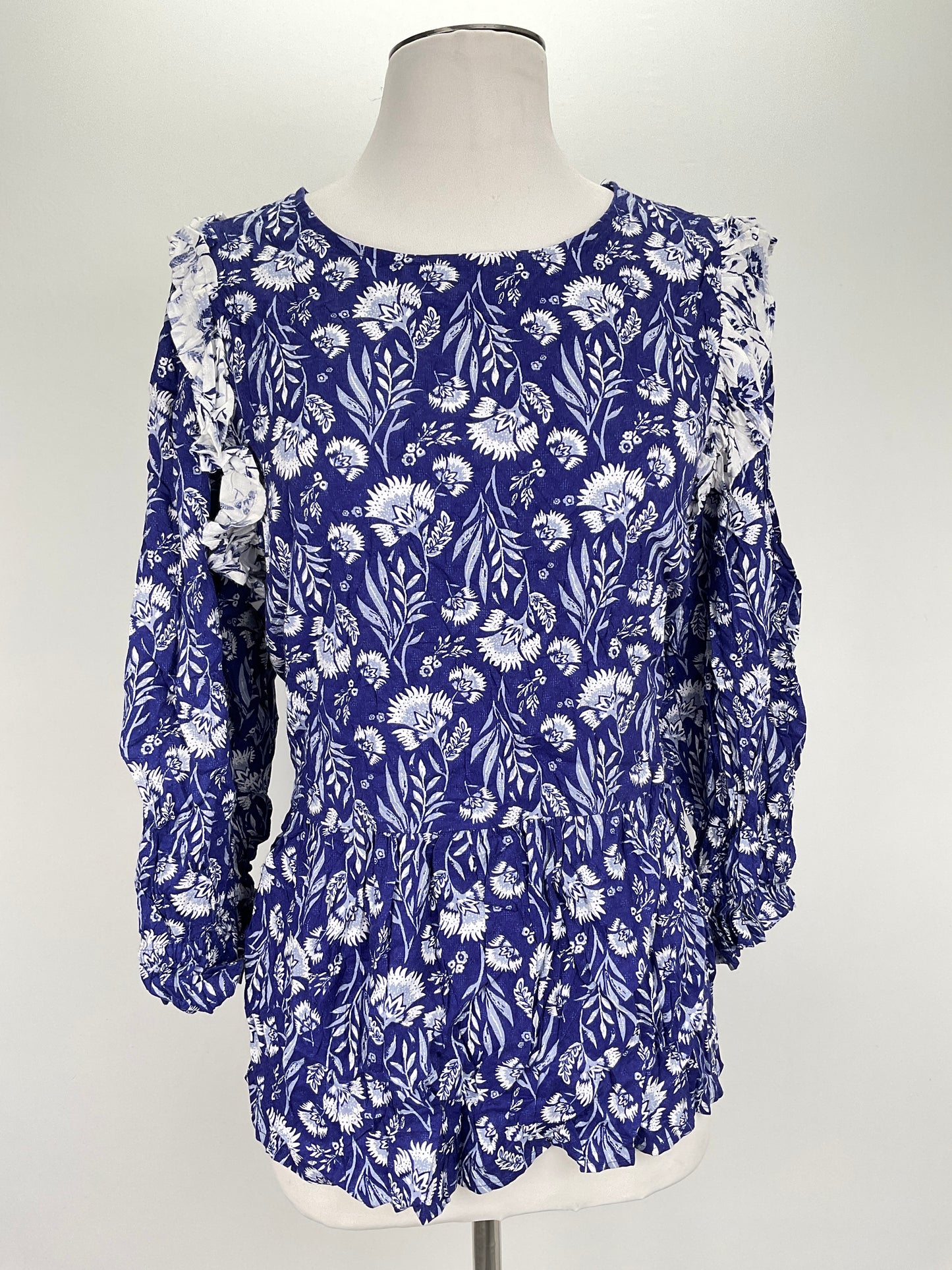Blusa Azul Floral Universal Thraed
