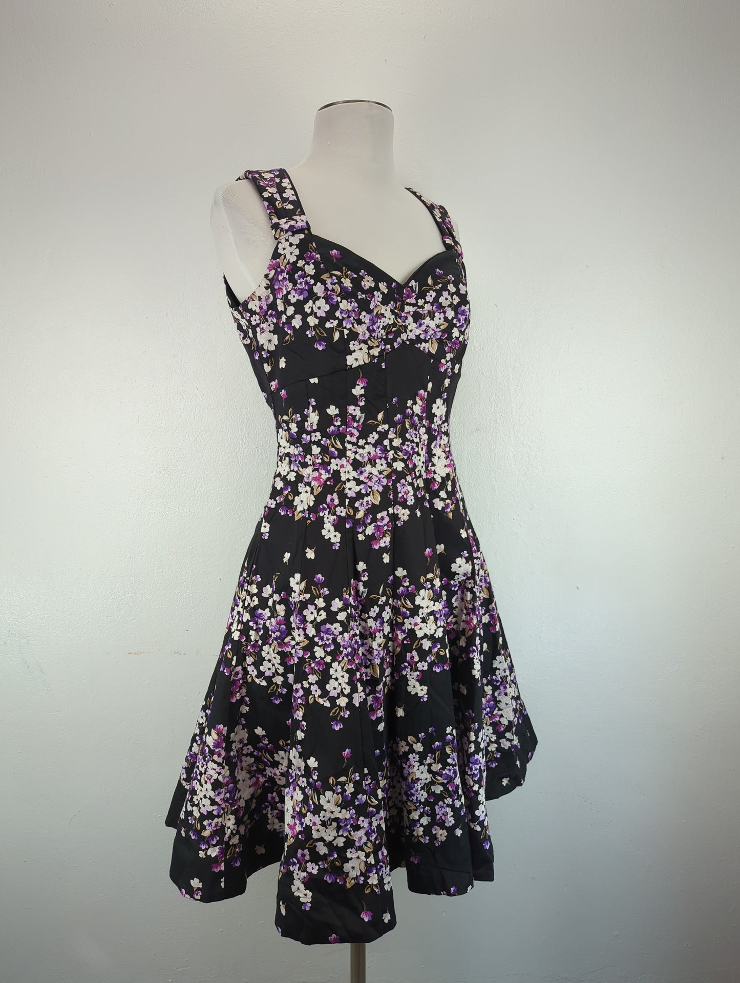 Vestido Negro Floral White Black